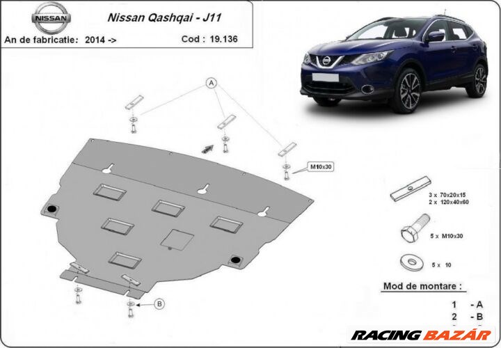 Nissan Qashqai J11, 2014-2018 - Motorvédő lemez 1. kép