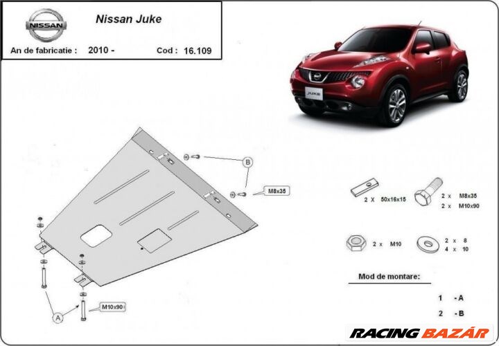 Nissan Juke, 2010-2018 - Motorvédő lemez 1. kép