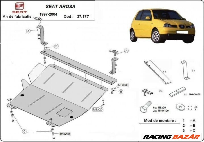 Seat Arosa, 1997-2004 - Motorvédő lemez 1. kép