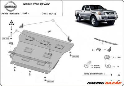 Nissan Pick-Up D22, 1997-2004 - Motorvédő lemez