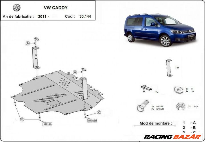 VW Caddy, 2011-2018 - Motorvédő lemez 1. kép
