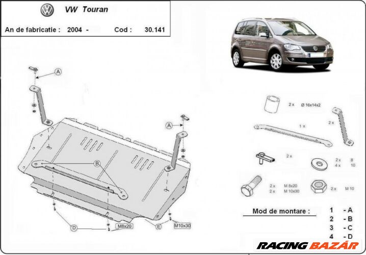 VW Touran, 2003-2010 - Motorvédő lemez 1. kép