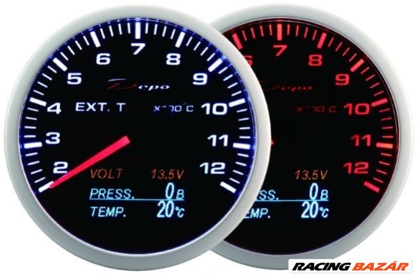 DEPO RACING WA 4in1 60mm - Olaj hőmérséklet, Kipufogogáz hőmérséklet, Feszültség, Olajnyomás-mérő óra 1. kép