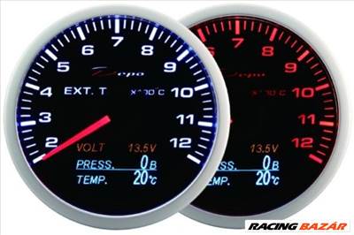 DEPO RACING WA 4in1 60mm - Olaj hőmérséklet, Kipufogogáz hőmérséklet, Feszültség, Olajnyomás-mérő óra