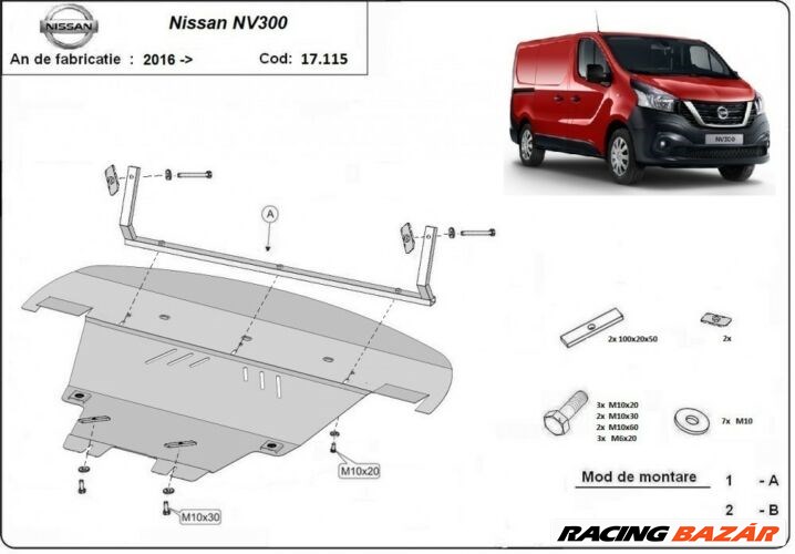 Nissan NV300, 2016-2018 - Motorvédő lemez 1. kép
