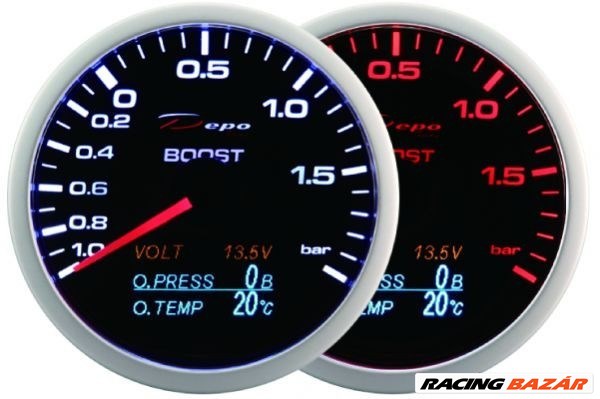 DEPO RACING WA 4in1 60mm - Turbónyomás, Olaj hőmérséklet, Feszültség, Olajnyomás-mérő óra 1. kép