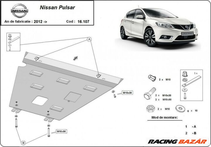 Nissan Pulsar, 2012-2017 - Motorvédő lemez 1. kép