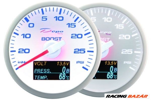 DEPO RACING WBL 4in1 60mm - Turbónyomás, Olaj hőmérséklet, Feszültség, Olajnyomás-mérő óra 1. kép
