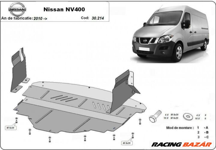 Nissan NV 400, 2010-2018 - Motorvédő lemez 1. kép