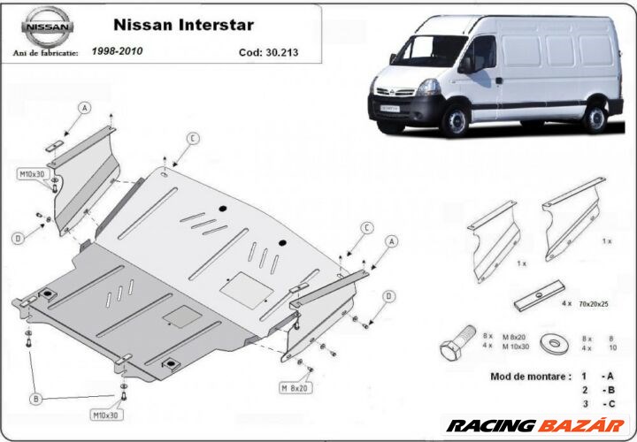 Nissan Interstar, 1998-2010 - Motorvédő lemez 1. kép