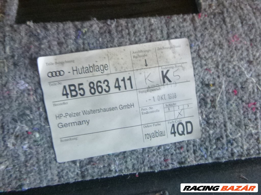 Audi A6 (C5 - 4B) 1998 SEDAN KÉK kalaptartó 4B5 863 411  4b5863411 7. kép