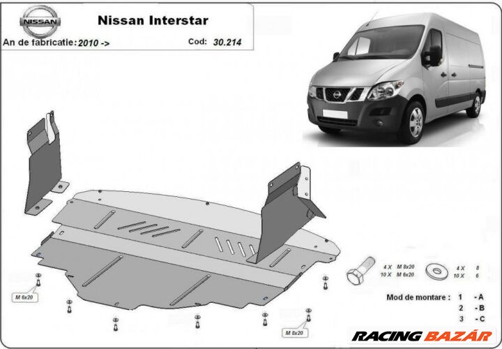 Nissan Interstar, 2010-2018 - Motorvédő lemez 1. kép