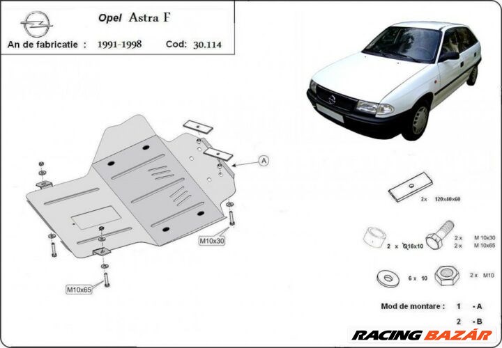 Opel Astra F, 1991-1996 - Motorvédő lemez 1. kép