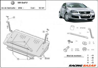 VW Golf 5, 2004-2010 - Motorvédő lemez