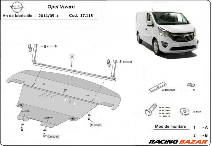 Opel Vivaro, 2014-2018 - Motorvédő lemez 1. kép