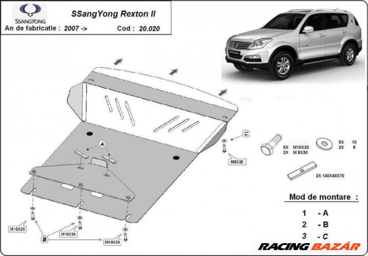 Ssangyong Rexton II 2007-2018 - Motorvédő lemez 1. kép