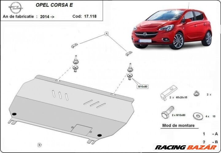 Opel Corsa E, 2014-2018 - Motorvédő lemez 1. kép