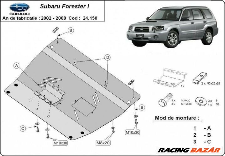 Subaru Forester2, 2002-2008 - Motorvédő lemez 1. kép