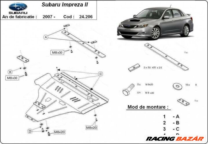 Subaru Impreza, 2007-2018 - Motorvédő lemez 1. kép