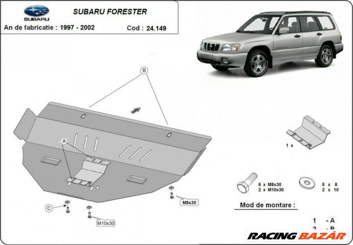 Subaru Forester, 1997-2002 - Motorvédő lemez 1. kép