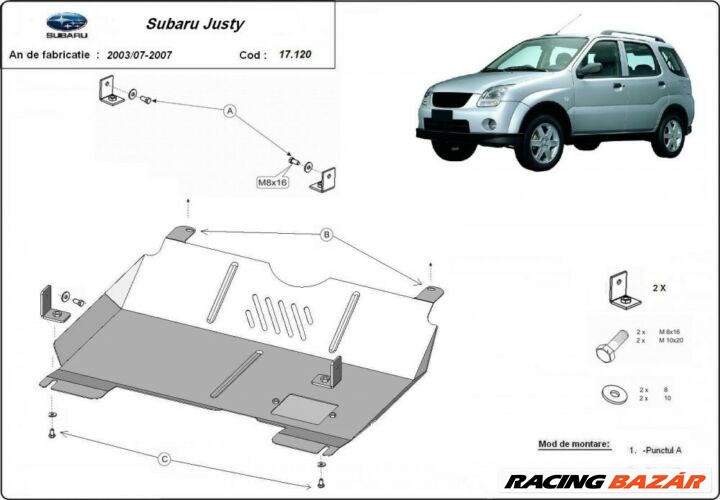 Subaru Justy, 2003/07-2007 - Motorvédő lemez 1. kép