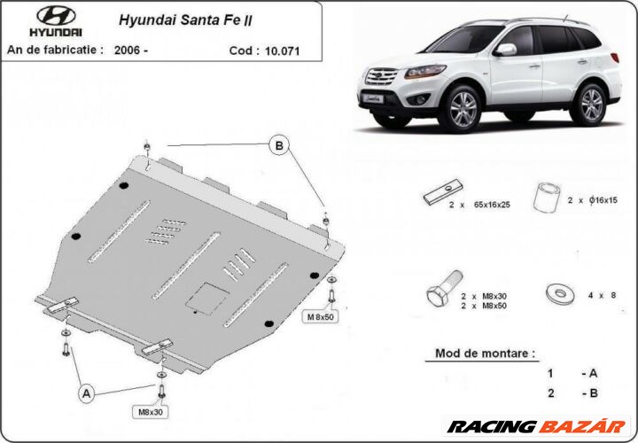 Hyundai Santa Fe II, 2006-2011 - Motorvédő lemez 1. kép