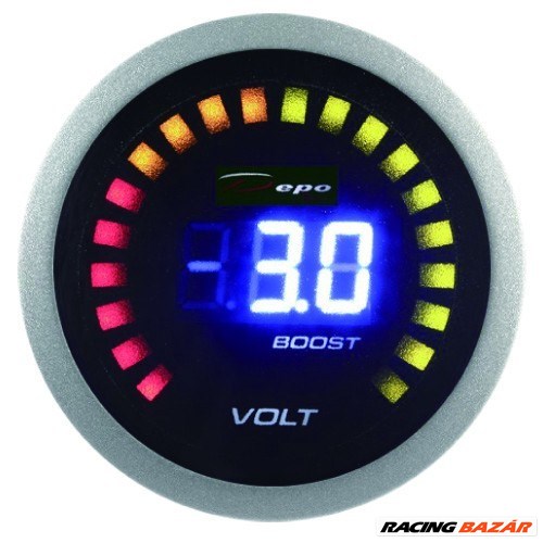 DEPO RACING LED 2in1 52mm - Feszültségmérő, Turbónyomásmérő óra 1. kép