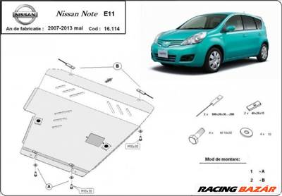 Nissan Note, 2007-2013 - Motorvédő lemez