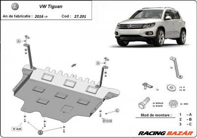 Volkswagen Tiguan, 2016-2018 - Motorvédő lemez