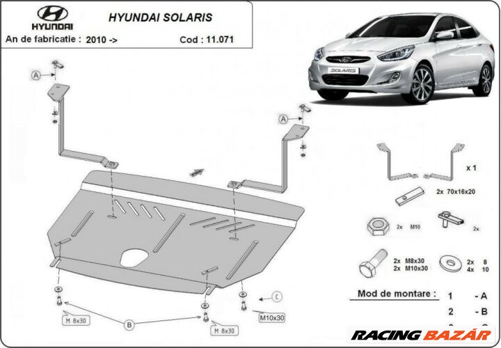 Hyundai Solaris, 2010-2018 - Motorvédő lemez 1. kép