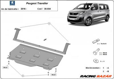 Peugeot Traveller, 2016-2018 - Motorvédő lemez