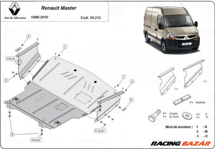 Renault Master, 1998-2010 - Motorvédő lemez 1. kép