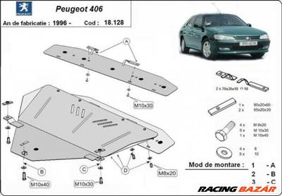 Peugeot 406, 1996-2004 - Motorvédő lemez
