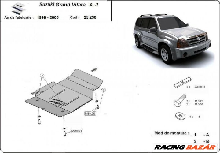 Suzuki Grand Vitara XL7, 1999-2005 - Motorvédő lemez 1. kép