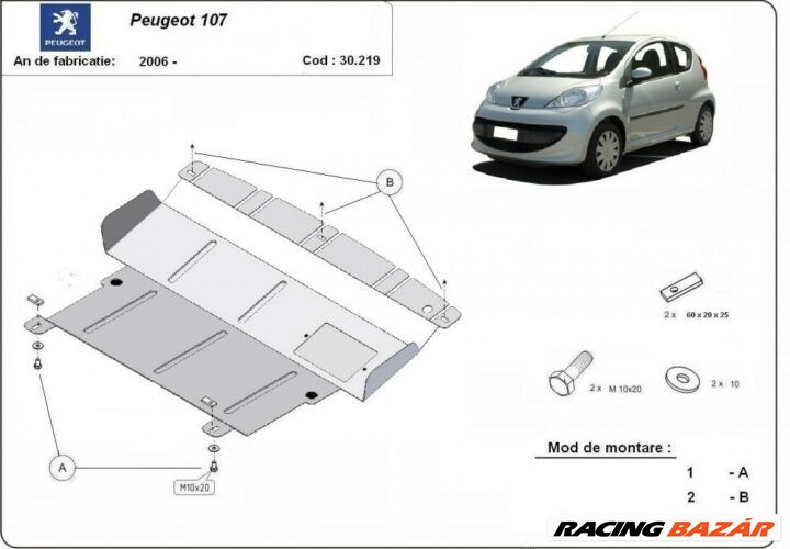 Peugeot 107, 2006-2018 - Motorvédő lemez 1. kép