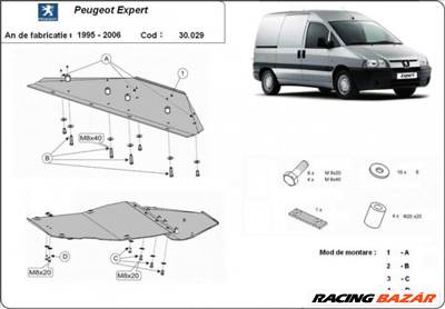 Peugeot Expert, 1995-2006 - Motorvédő lemez