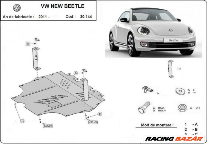 VW New Beetle, 2011-2018 - Motorvédő lemez 1. kép