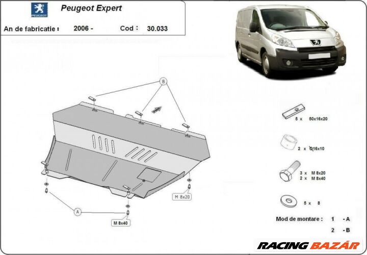 Peugeot Expert, 2006-2016 - Motorvédő lemez 1. kép