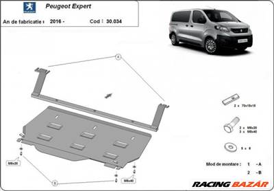 Peugeot Expert, 2016-2018 - Motorvédő lemez