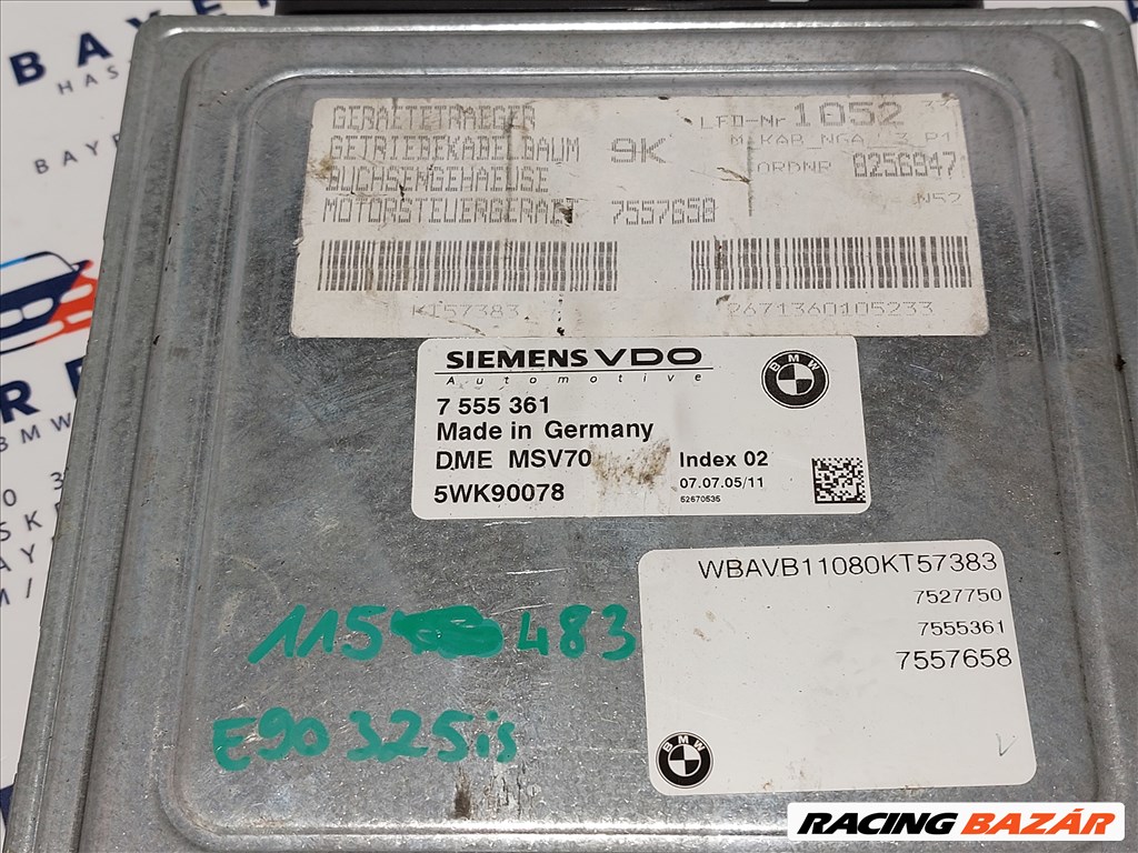 BMW E90 E91 325i N52 ECU motorvezérlő elektronika computer (115483) 7555361 2. kép