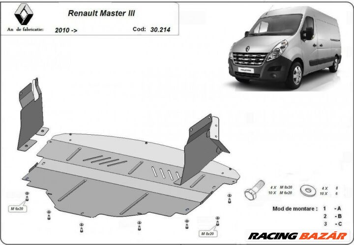 Renault Master, 2010-2018 - Motorvédő lemez 1. kép