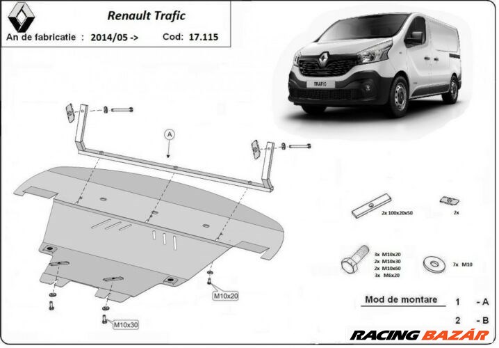 Renault Trafic, 2014-2018 - Motorvédő lemez 1. kép