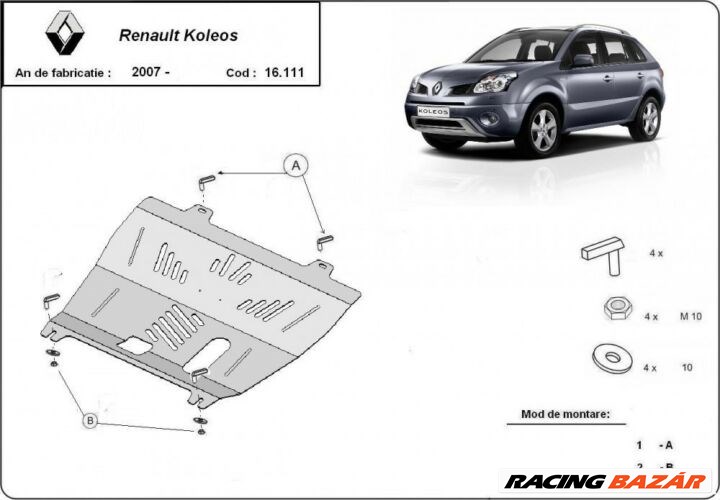Renault Koleos, 2008-2016 - Motorvédő lemez 1. kép