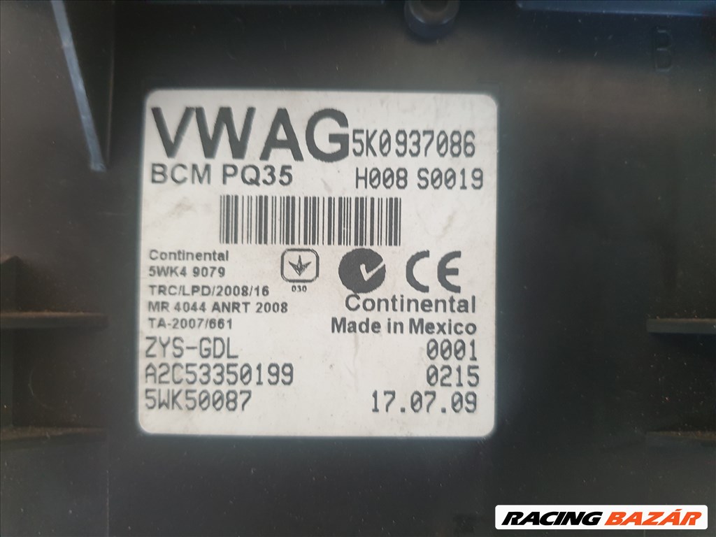 Volkswagen Golf VI BCM komfort elektronika  5k0937086 2. kép