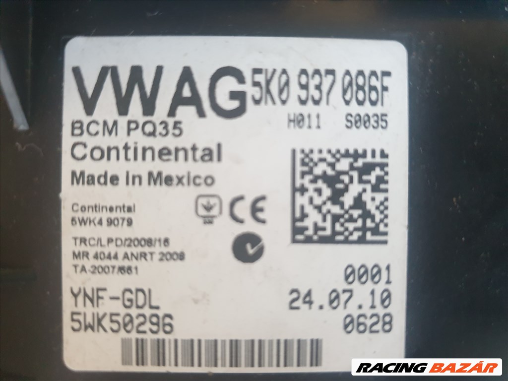 Volkswagen Golf VI BCM komfort elektronika  5k0937086f 2. kép