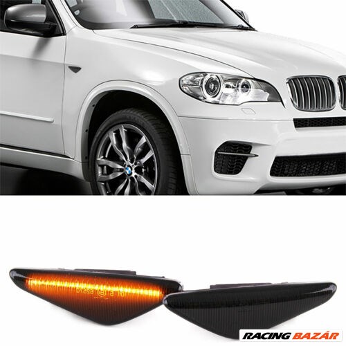 BMW E70 X5 LCI E71 X6 F25 X3 füst fekete burás futófényes SMD LED oldalindex szett 1. kép