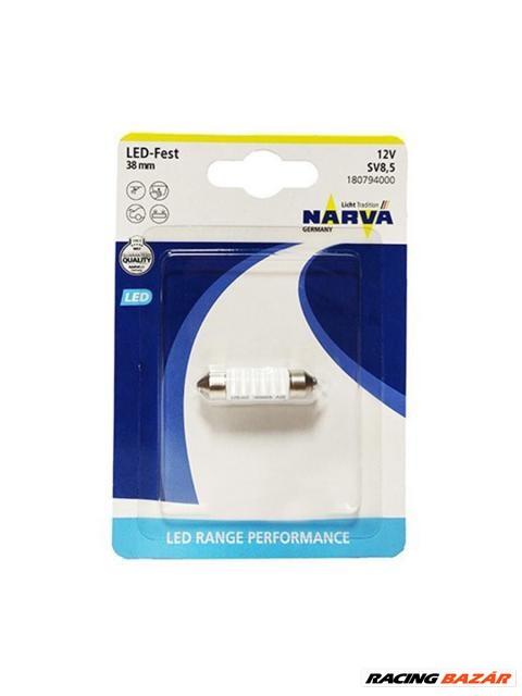 NARVA fehér C5W foglalatú 38mm LED izzó SV8,5 12V 0.6W 6500K 1. kép