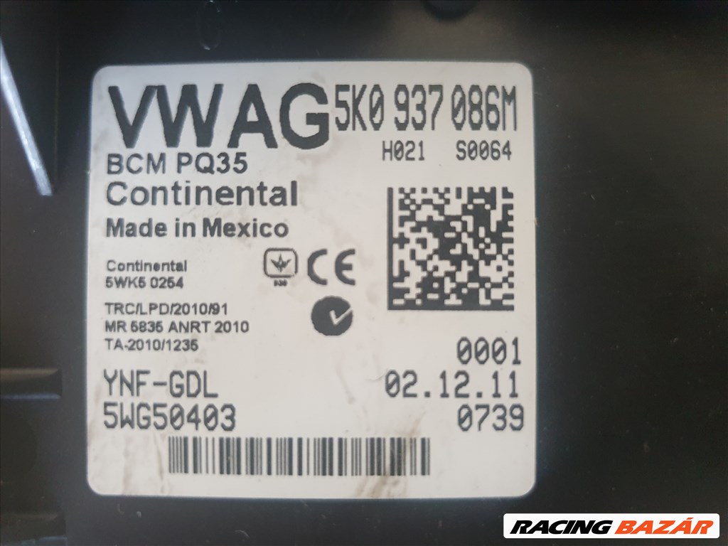 Volkswagen Golf VI BCM komfort elektronika  5k0937086m 2. kép