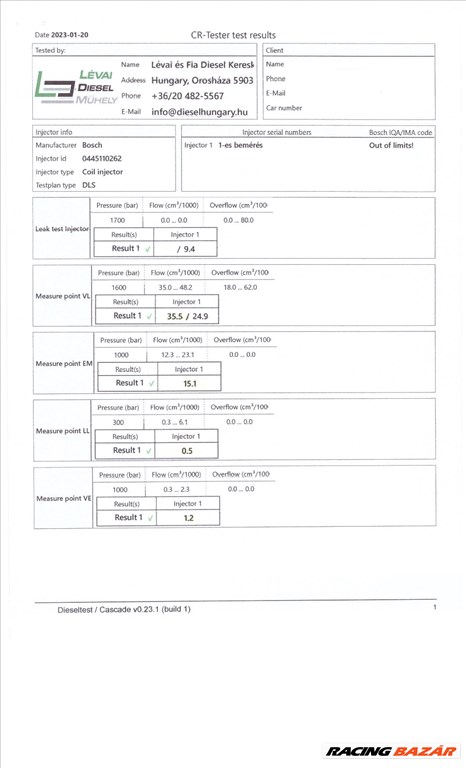 Toyota Yaris 1.4 D4D Bosch porlasztó 0445110262 (2) 3. kép