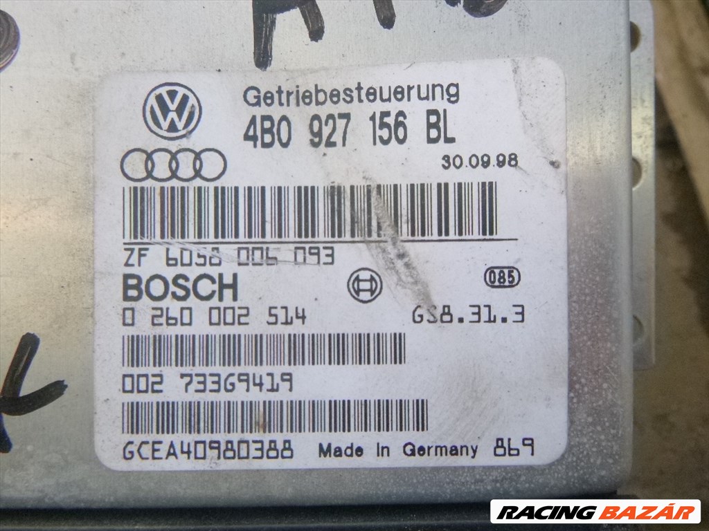 Audi A6 (C5 - 4B) 1998, 2.5 V6 AUTOMATA váltóvezérlő elektronika BOSCH  4B0 927 156 BL, 0260002514 2. kép
